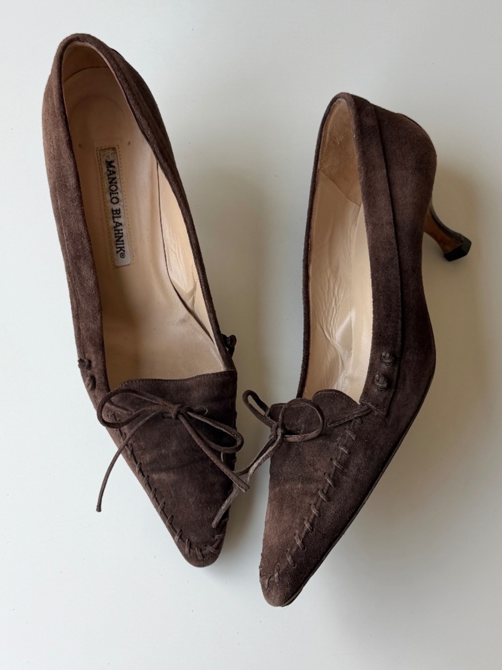 Vintage Manolo Blahnik brown suede pumps, IT 39, approx. US 8.5-9